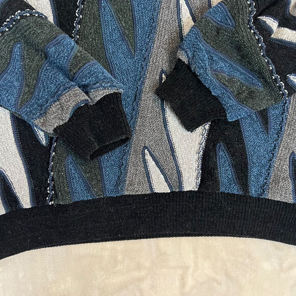 VTG Tundra Canada Sweater Mens XL 3D Knit Abstract Cosby Biggie 90s Grandpa Y2K - Picture 5 of 12